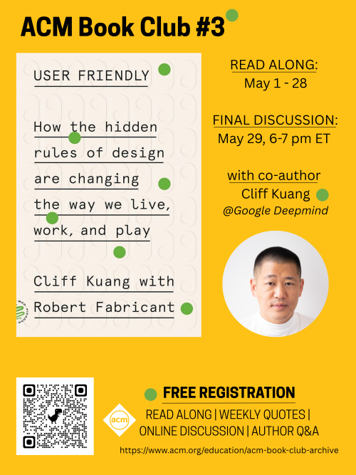 Poster featuring Cliff Kuang and his User Friendly book